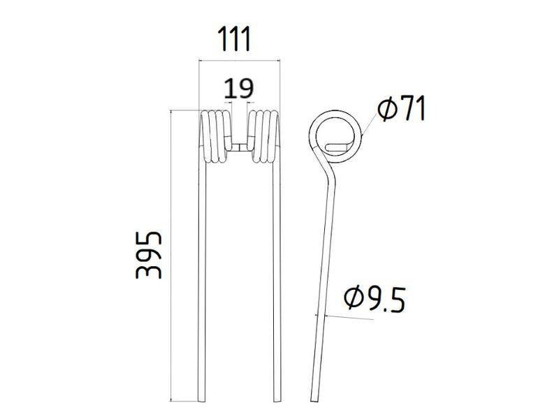 Mola - Esq./Dt. - Comp:394mm, Larg:110mm, Ø9.5mm - para Kuhn, New Holland Aplicavel em: 57609000 (S.78111)