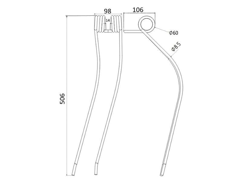Mola Comp:506mm, Larg:98mm, Ø8.5mm - para Kuhn Aplicavel em: 57701700 (S.78113)