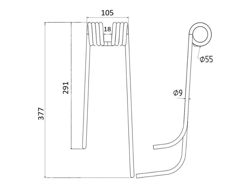 Mola - Esq. - Comp:377mm, Larg:105mm, Ø9mm - para Lely Aplicavel em: 41003208R (S.78118)