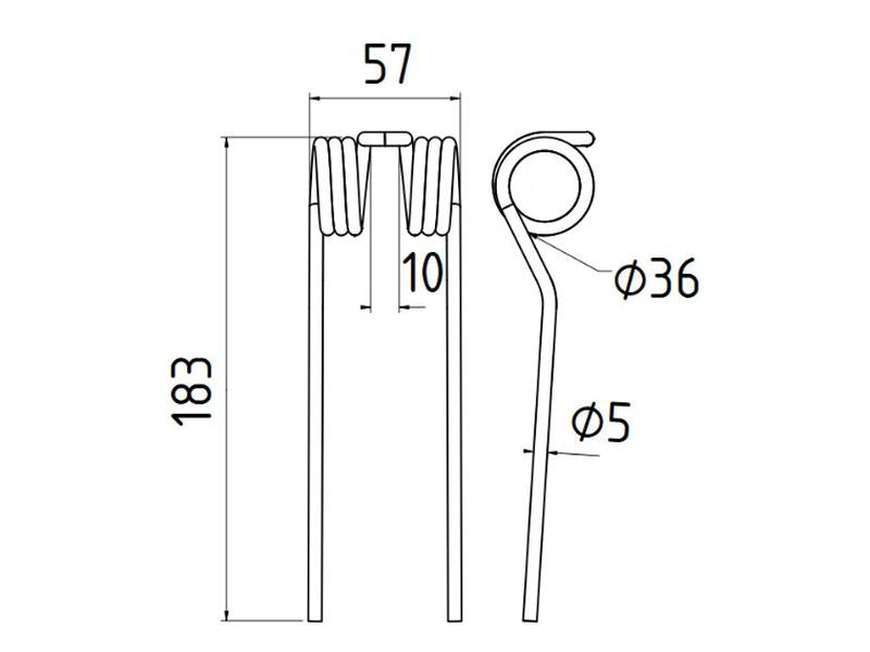 Mola Comp:183mm, Larg:57mm, Ø5mm - para Mengelle Aplicavel em: 03035653 (S.78133)