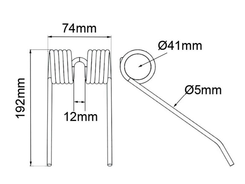Mola Comp:192mm, Larg:74mm, Ø5mm - para New Holland Aplicavel em: 131673 (S.78136)