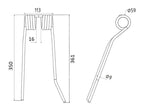 Mola - Esq. - Comp:361mm, Larg:113mm, Ø9mm - para PZ, Fransgard, Pottinger, Sitrex Aplicavel em: PZ107 (S.78150)