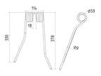 Mola - Esq. - Comp:378mm, Larg:114mm, Ø9mm - para PZ, Fransgard, Pottinger, Sitrex Aplicavel em: PZ110 (S.78151)