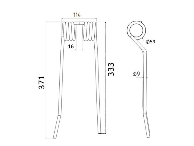 Mola - Dt. - Comp:371mm, Larg:100mm, Ø9mm - para PZ Aplicavel em: PZ224 (S.78163)