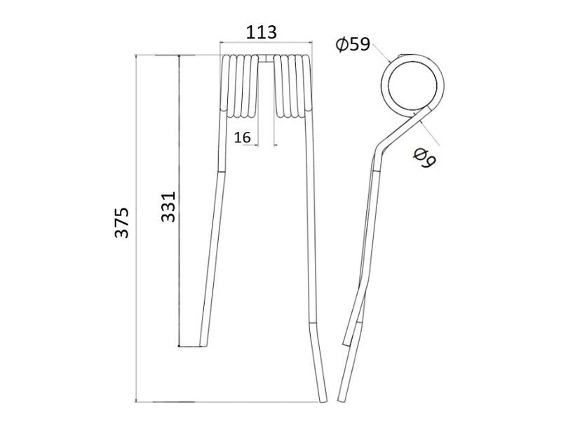 Mola - Dt. - Comp:375mm, Larg:113mm, Ø9mm - para PZ Aplicavel em: PZ225 (S.78164)