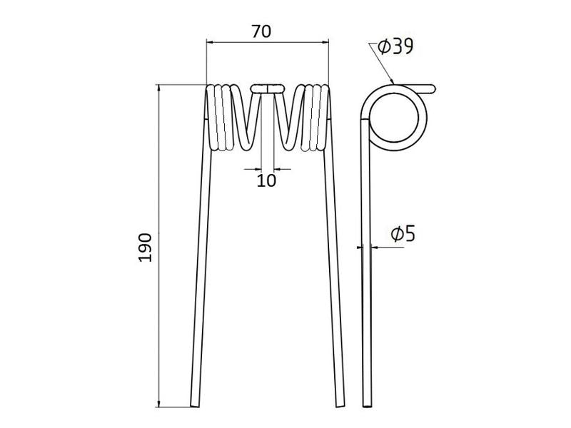 Mola Comp:190mm, Larg:69mm, Ø5mm - para Welger Aplicavel em: 0940522900 (S.78179)