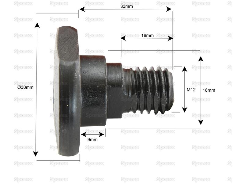 Parafuso C/ Porca- M12x33mm - para Kuhn, Taarup Aplicavel em: 561-158-00 (S.78375)