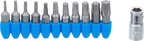 Conjunto de pontas | Entrada de sextavado externo 6,3 mm (1/4") | Saída perfil T (para Torx) | 11 peças
