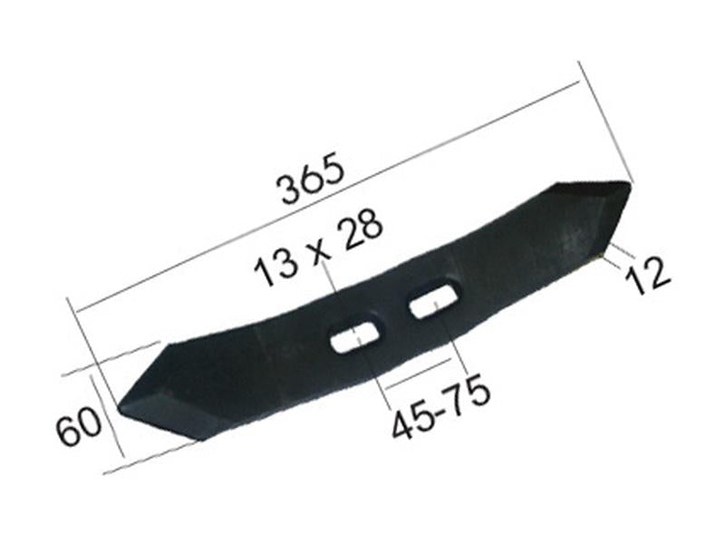 Bico 365x60x12mm Centros de orifícios em 45/75mm (S.78697)