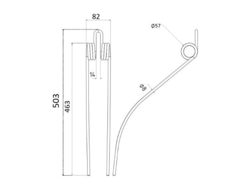 Mola Comp:463mm, Larg:82mm, Ø8mm - para Deutz-Fahr Aplicavel em: 06580259 (S.78925)