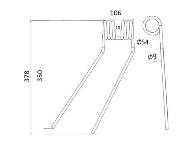 Mola - Esq. - Comp:378mm, Larg:106mm, Ø9mm - para Fella Aplicavel em: 487134 (S.78938)