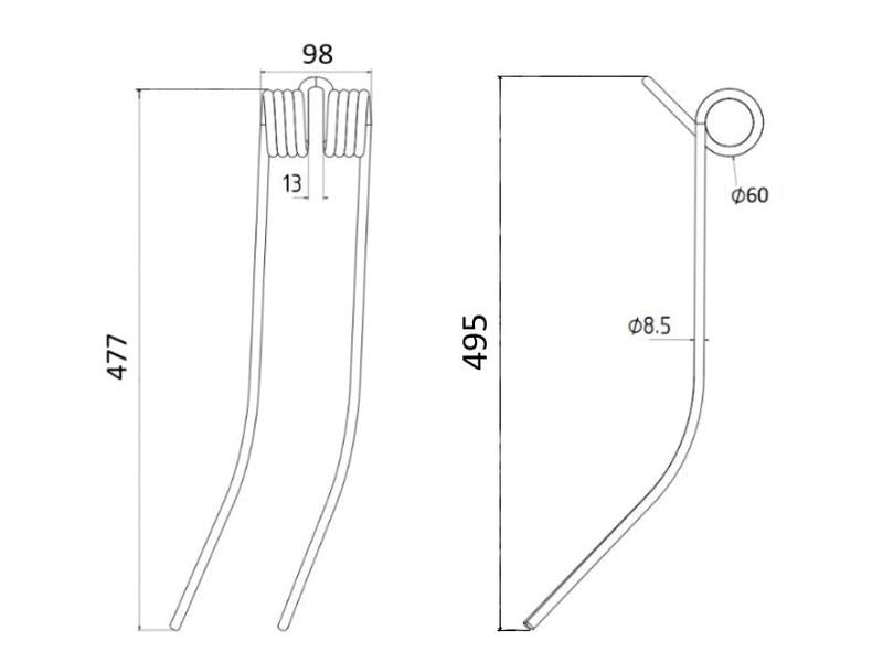 Mola - Esq./Dt. - Comp:477mm, Larg:98mm, Ø8.5mm - para Kuhn Aplicavel em: 57502000 (S.78945)