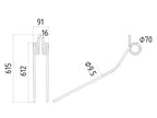 Mola - Esq./Dt. - Comp:612mm, Larg:91mm, Ø9.5mm - para Kuhn Aplicavel em: 57562500 (S.78950)