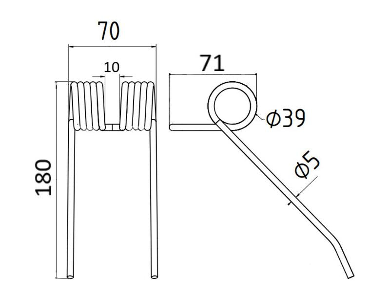 Mola Comp:180mm, Larg:70mm, Ø5mm - para Hesston Aplicavel em: 701710102 (S.78963)