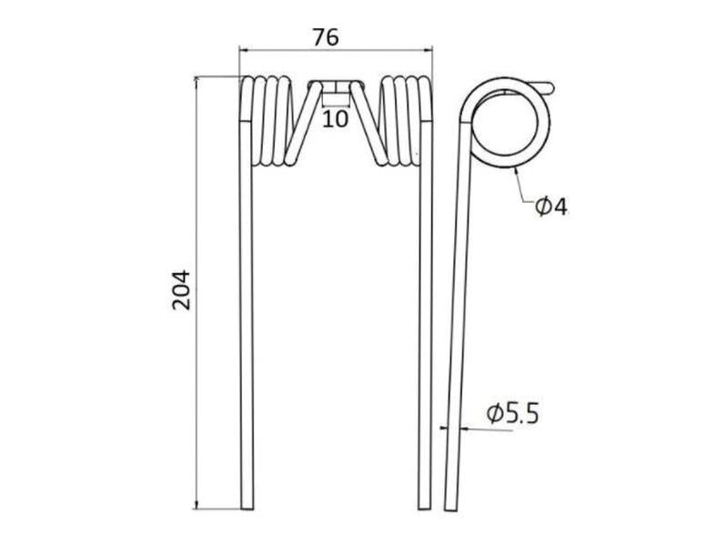Mola Comp:204mm, Larg:76mm, Ø5.5mm - para Welger Aplicavel em: 0940530200 (S.78970)