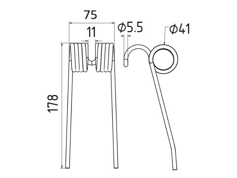 Mola - Esq./Dt. - Comp:178mm, Larg:75mm, Ø5.5mm - para Carraro Aplicavel em: 30500015 (S.78986)