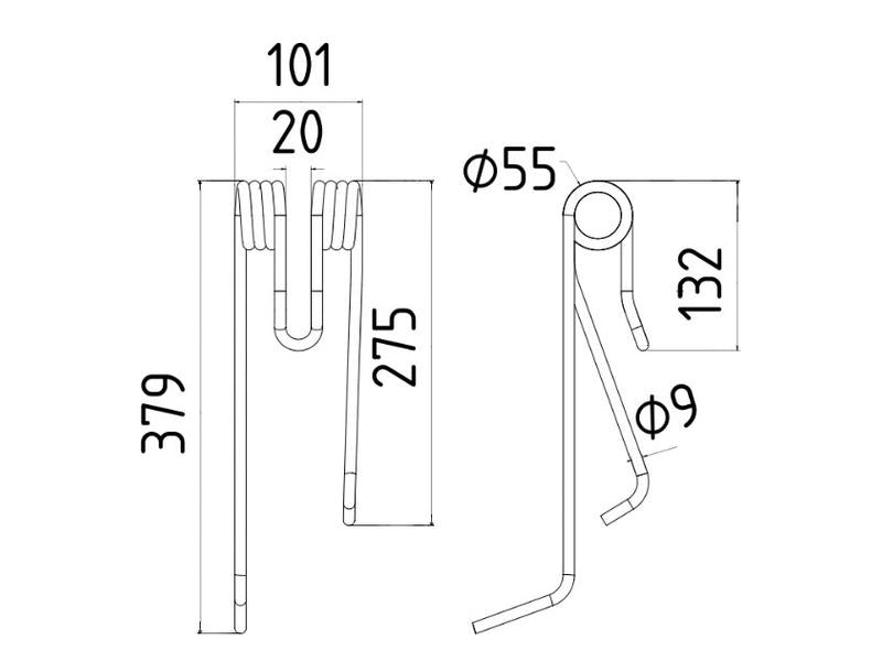 Mola - Dt. - Comp:379mm, Larg:101mm, Ø9mm - para Lely Aplicavel em: 4101701260 (S.78993)