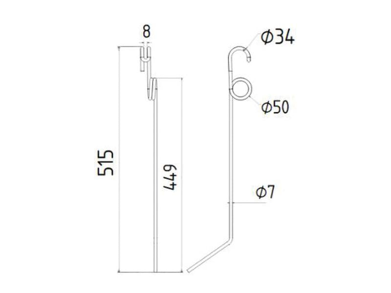 Mola - Esq./Dt. - Comp:515mm, Larg:40mm, Ø7mm - para Einbock Aplicavel em: 15002 (S.78995)