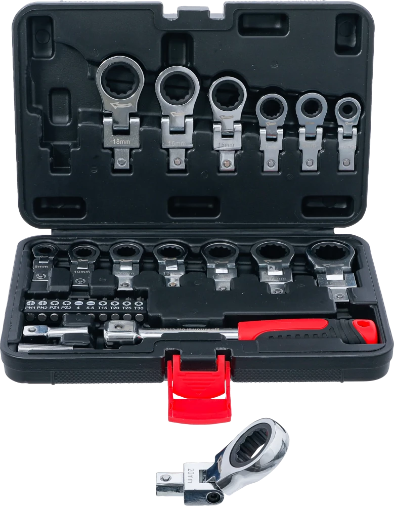 Conjunto de anel de roquete de encaixe e conjunto de pontas | 6 - 20 mm | 27 peças