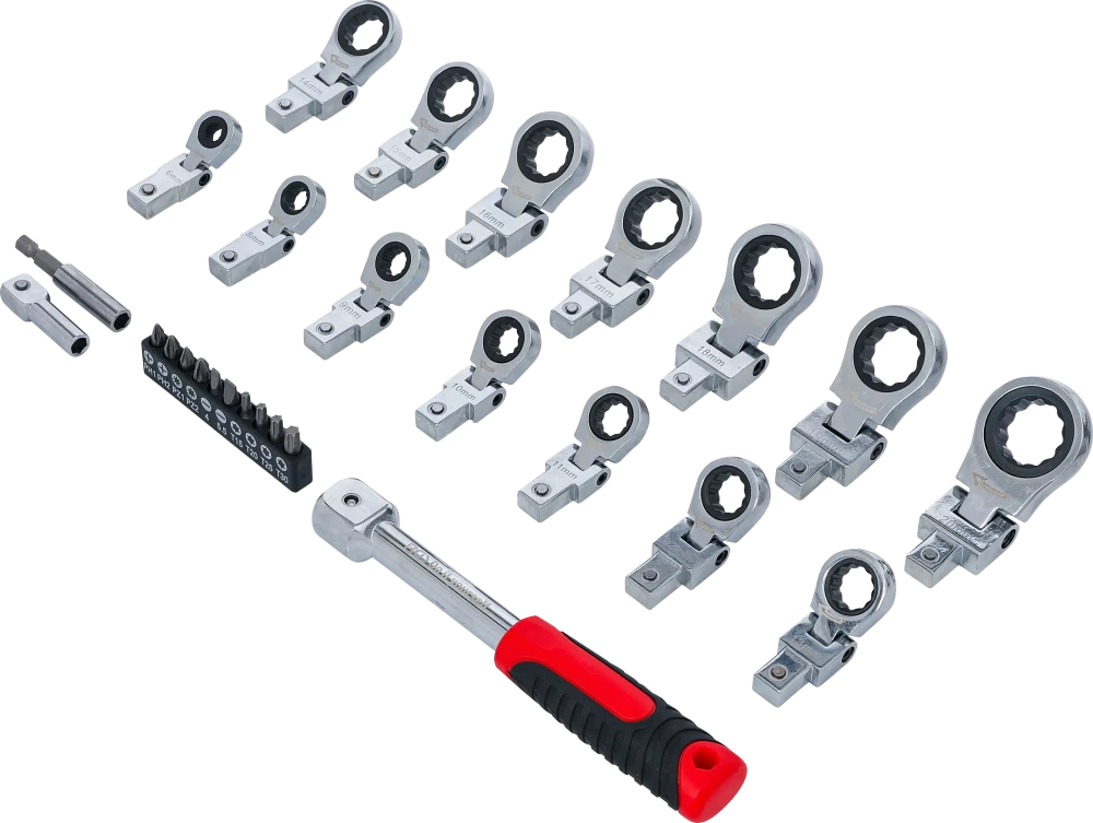 Conjunto de anel de roquete de encaixe e conjunto de pontas | 6 - 20 mm | 27 peças