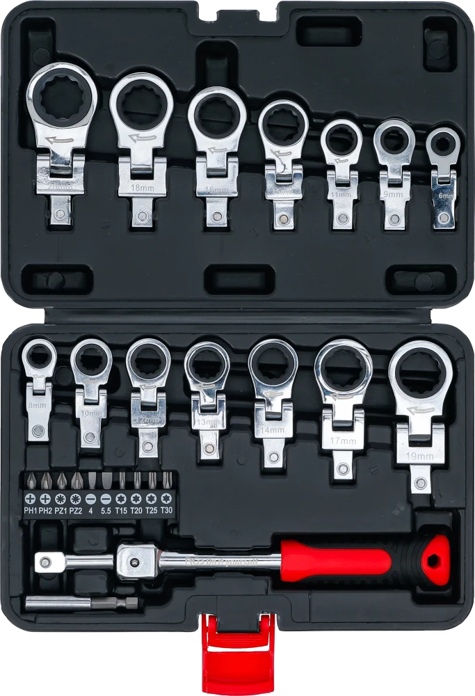 Conjunto de anel de roquete de encaixe e conjunto de pontas | 6 - 20 mm | 27 peças