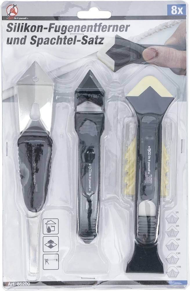 Raspador de juntas de silicone e conjunto de espátulas | 8 peças