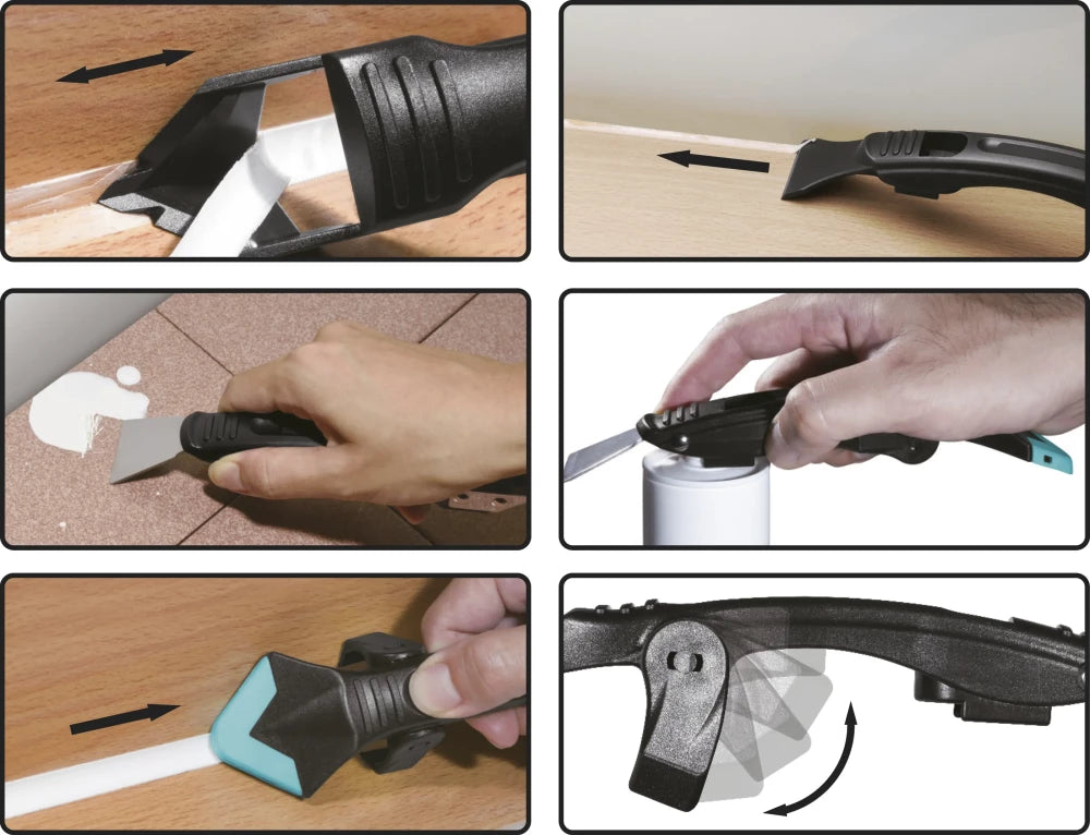 Conjunto raspador de juntas de silicone e espátula | 7 peças