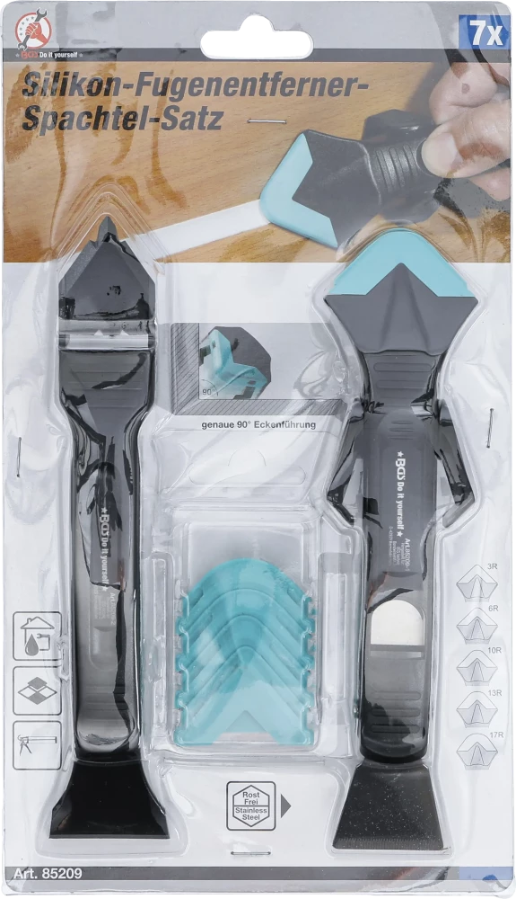 Conjunto raspador de juntas de silicone e espátula | 7 peças