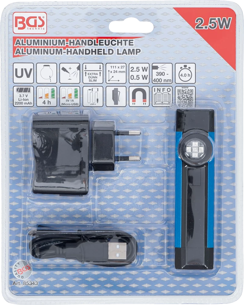 Lanterna UV de alumínio | 2,5 W