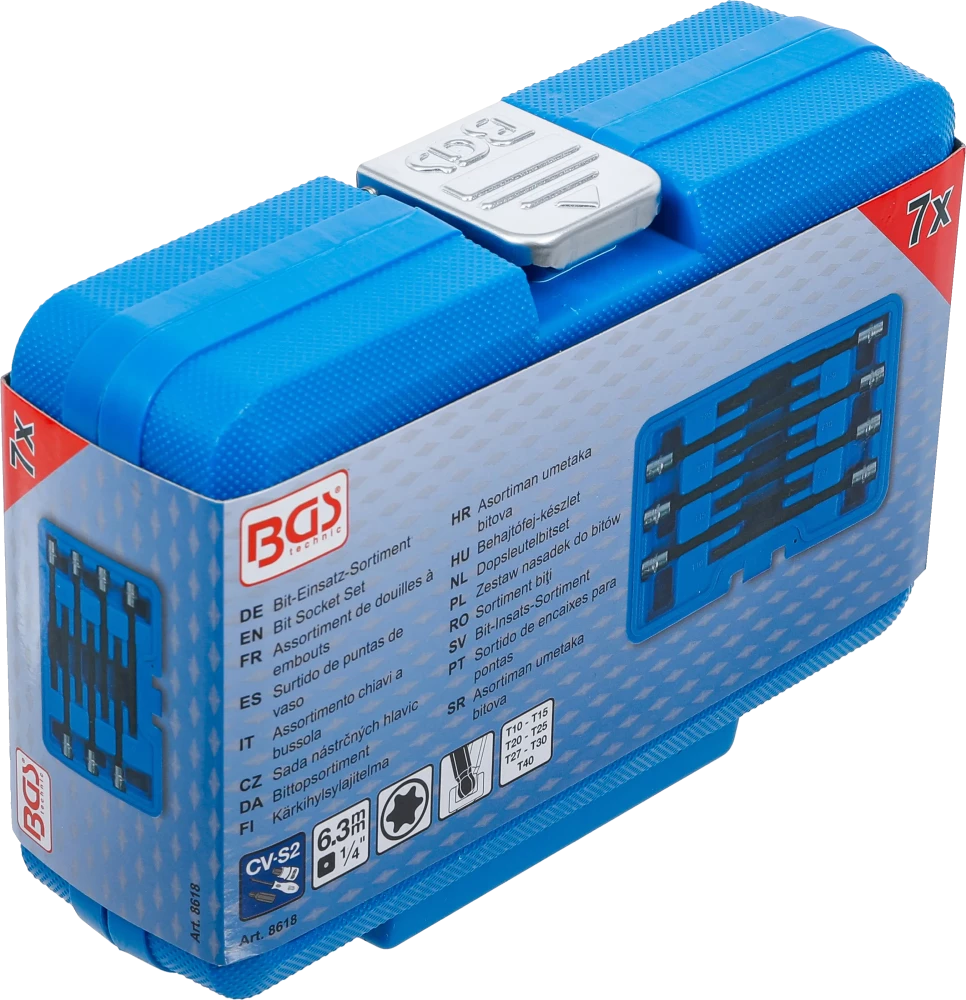 Conjunto de Encaixes Torx Cabeça Esférica | 1/4" | T10 - T40 | 7 peças