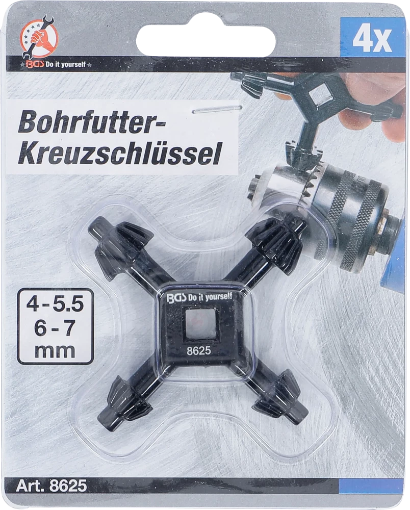 Chave de cruz para mandril porta-brocas | universal | Ø 4 / 5,5 / 6 / 7 mm