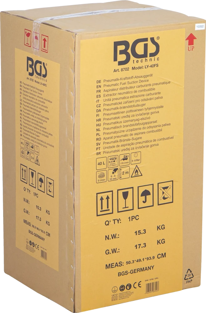 Unidade de aspiração pneumática de combustível | 40 l