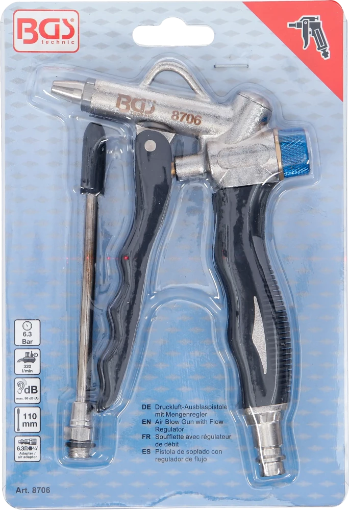 Pistola de ar comprimido com regulador de fluxo