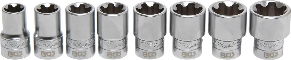 Conjunto de encaixes para chave de caixa perfil T Plus (para Torx Plus) | Entrada de quadrado interno de 12,5 mm (1/2") | 18EP - 32EP | 8 peças