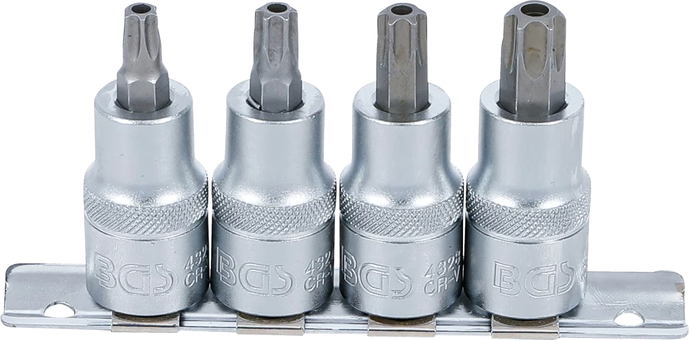 Conjunto de Encaixes Torx com Furo | 1/2" | T40 - T55 | 4 peças