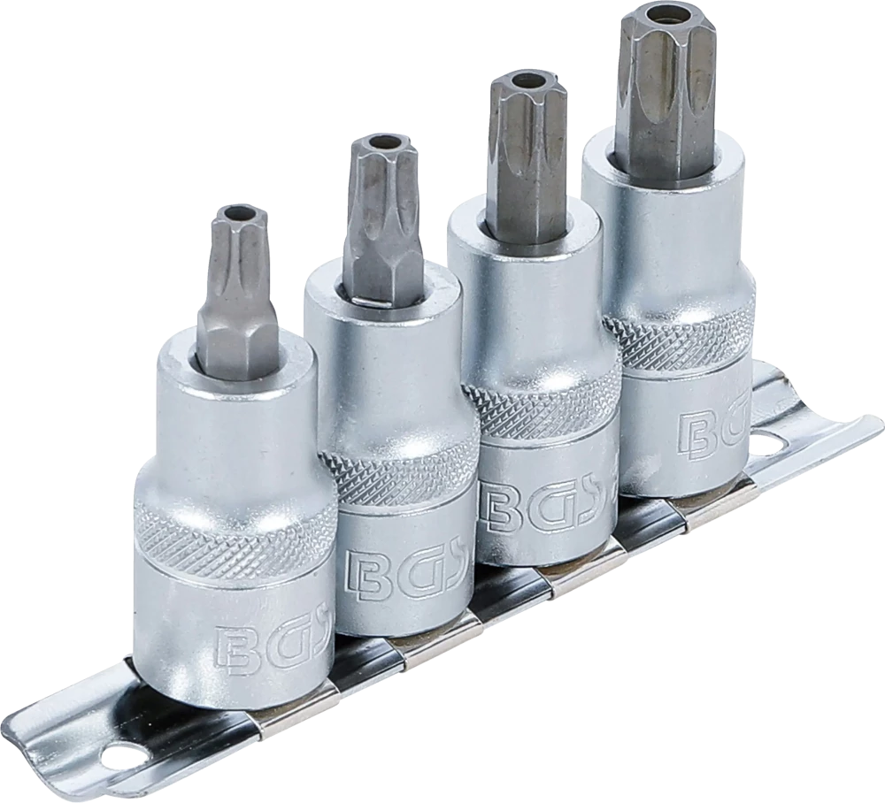Conjunto de Encaixes Torx com Furo | 1/2" | T40 - T55 | 4 peças