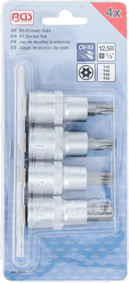Conjunto de Encaixes Torx com Furo | 1/2" | T40 - T55 | 4 peças