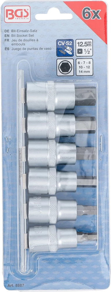 Conjunto de Encaixes para Pontas | Sextavado Interno | 1/2" | 6 peças