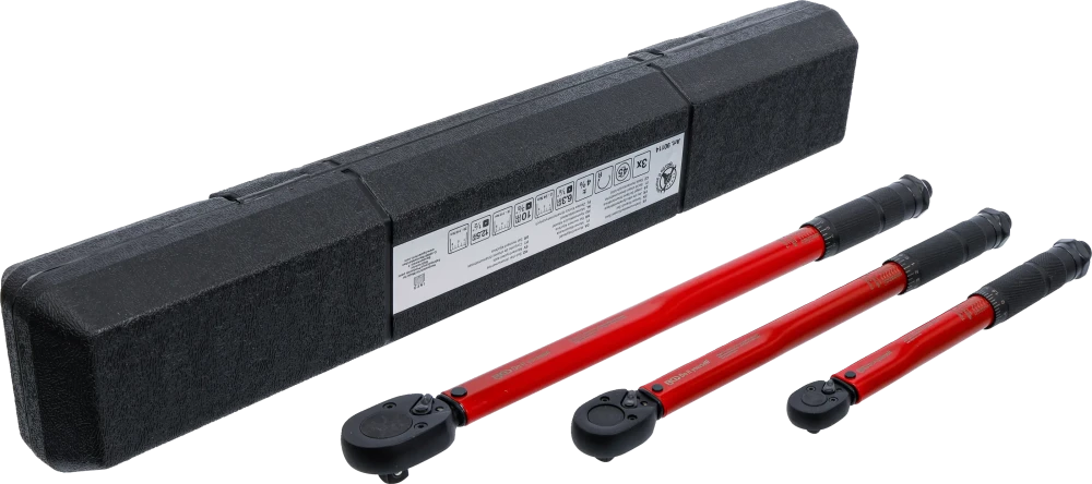 Conjunto de chaves dinamométricas | 6,3 mm (1/4") 2 - 24 Nm, 10 mm (3/8") 19 - 110 Nm, 12,5 mm (1/2") 28 - 210 Nm | 3 peças