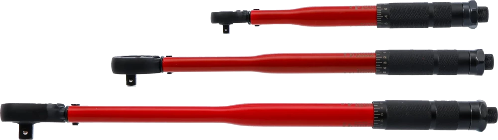 Conjunto de chaves dinamométricas | 6,3 mm (1/4") 2 - 24 Nm, 10 mm (3/8") 19 - 110 Nm, 12,5 mm (1/2") 28 - 210 Nm | 3 peças