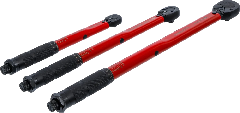 Conjunto de chaves dinamométricas | 6,3 mm (1/4") 2 - 24 Nm, 10 mm (3/8") 19 - 110 Nm, 12,5 mm (1/2") 28 - 210 Nm | 3 peças