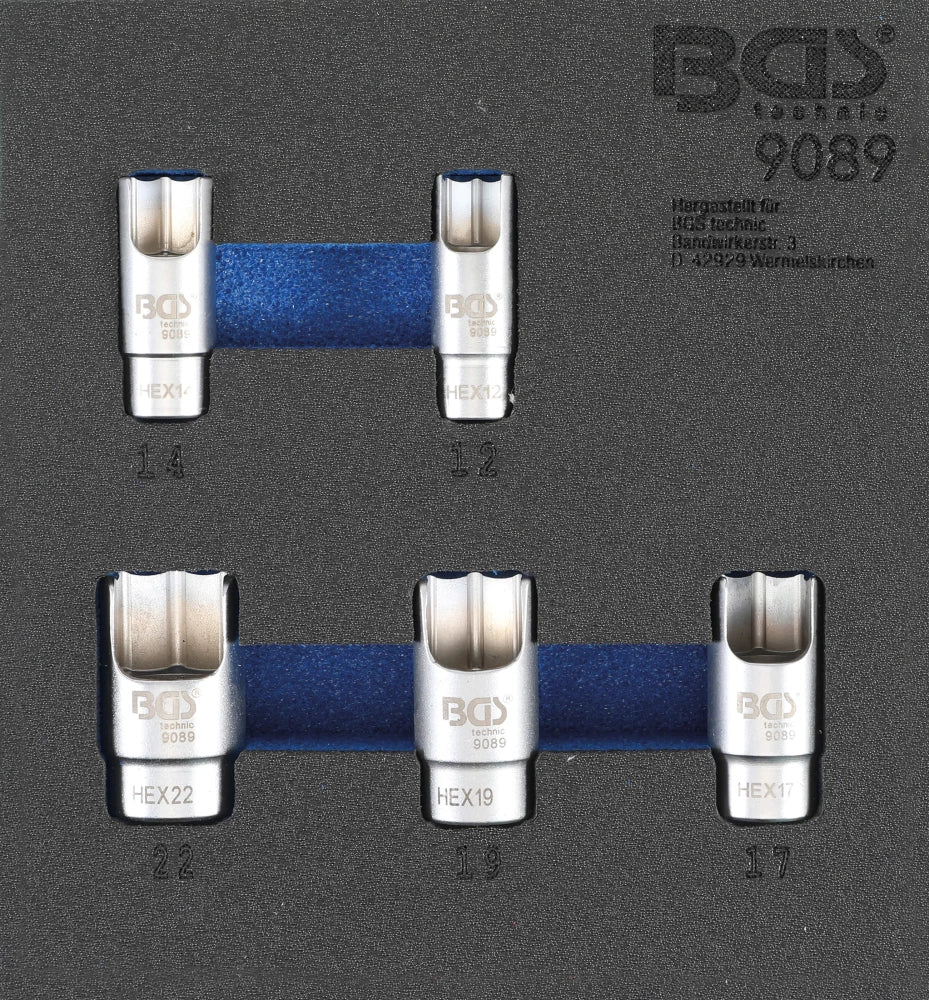Inserção para carrinho de ferramentas 1/6: Conjunto de chaves hexagonais de boca aberta | 10 - 19 mm | 10 mm (3/8") | 11 peças