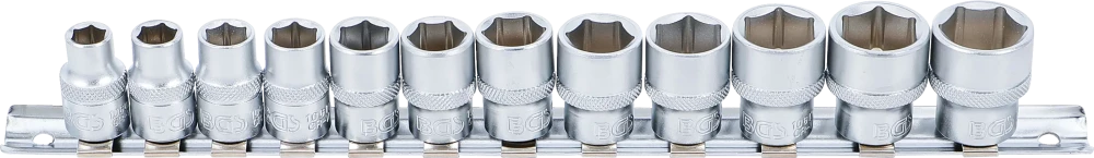 Conjunto de encaixes para chave de caixa, sextavados | Entrada de quadrado interno de 10 mm (3/8") | 8 - 19 mm | 12 peças