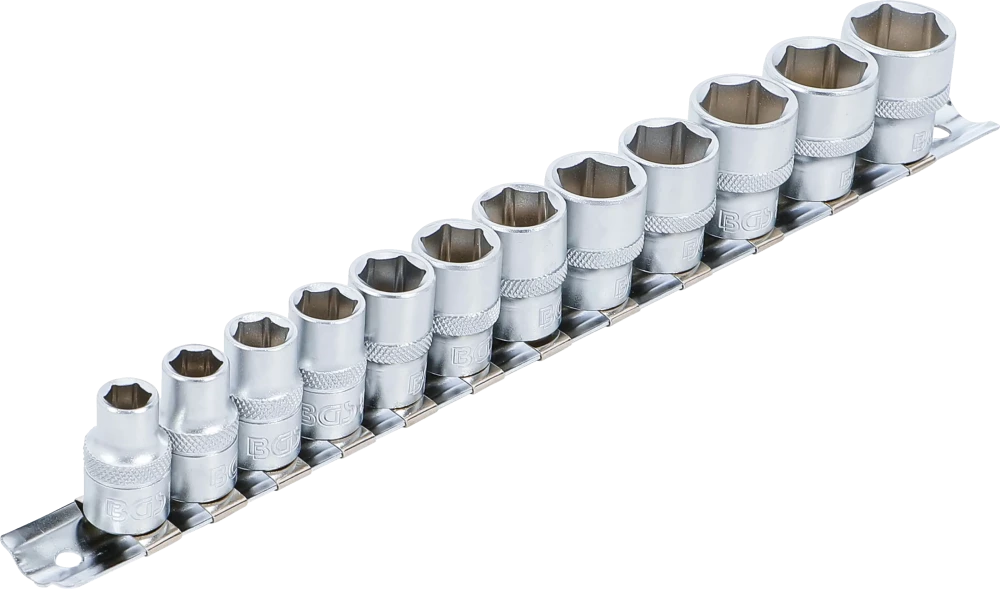 Conjunto de encaixes para chave de caixa, sextavados | Entrada de quadrado interno de 10 mm (3/8") | 8 - 19 mm | 12 peças