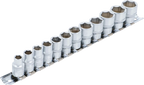 Conjunto de encaixes para chave de caixa, sextavados | Entrada de quadrado interno de 10 mm (3/8") | 8 - 19 mm | 12 peças