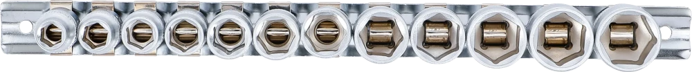 Conjunto de encaixes para chave de caixa, sextavados | Entrada de quadrado interno de 10 mm (3/8") | 8 - 19 mm | 12 peças