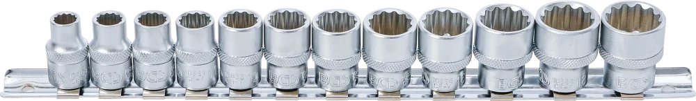 Conjunto de encaixes para chave de caixa, bihexagonais | Entrada de quadrado interno de 10 mm (3/8") | 8 - 19 mm | 12 peças
