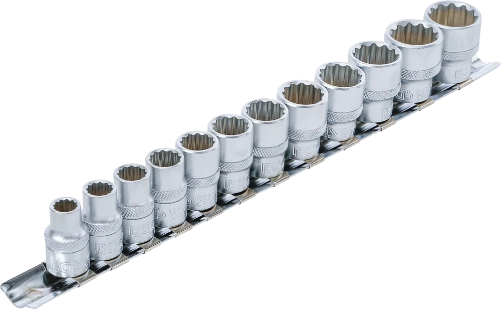 Conjunto de encaixes para chave de caixa, bihexagonais | Entrada de quadrado interno de 10 mm (3/8") | 8 - 19 mm | 12 peças