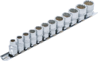 Conjunto de encaixes para chave de caixa, bihexagonais | Entrada de quadrado interno de 10 mm (3/8") | 8 - 19 mm | 12 peças