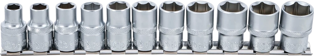 Conjunto de encaixes para chave de caixa, sextavados | Entrada de quadrado interno de 12,5 mm (1/2") | 10 - 21 mm | 11 peças